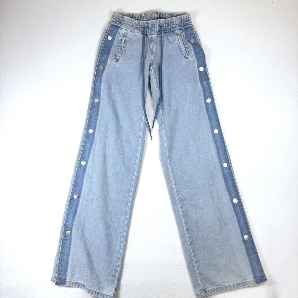 Austin Landing Light Wash Snap Side Wide Leg Denim Jeans Size 0 AL7155N056